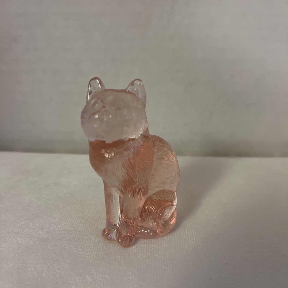 Vintage Mosser Glass Pink Sitting Kitty Cat Figurine #101